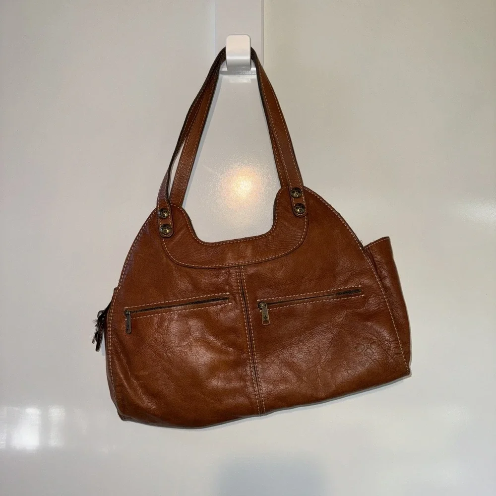Patricia Nash Ergo Studded Bag Boho Western Coastal Cowgirl Brown Leather/studs